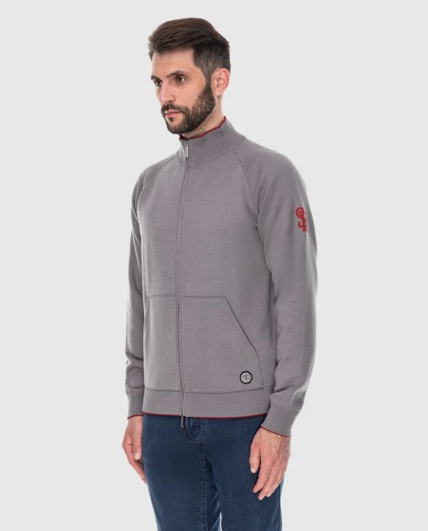 Stefano Ricci кофта спортивная из шерсти и шелка серая мужская 172718 - фото 3