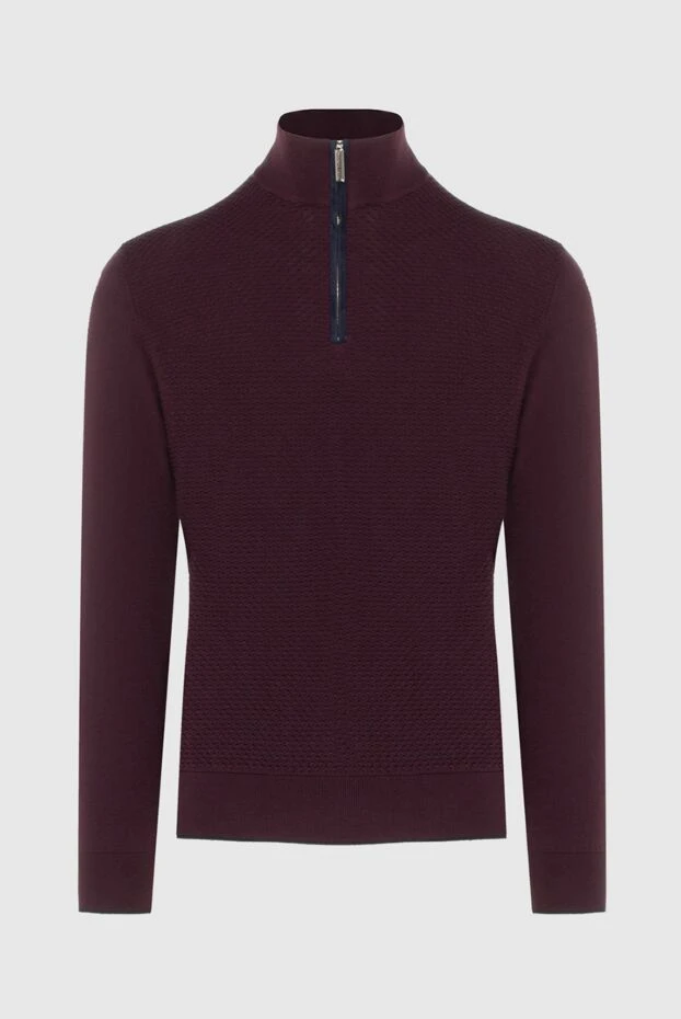 Burgundy cashmere and silk troyer with a stand-up collar - photo 1