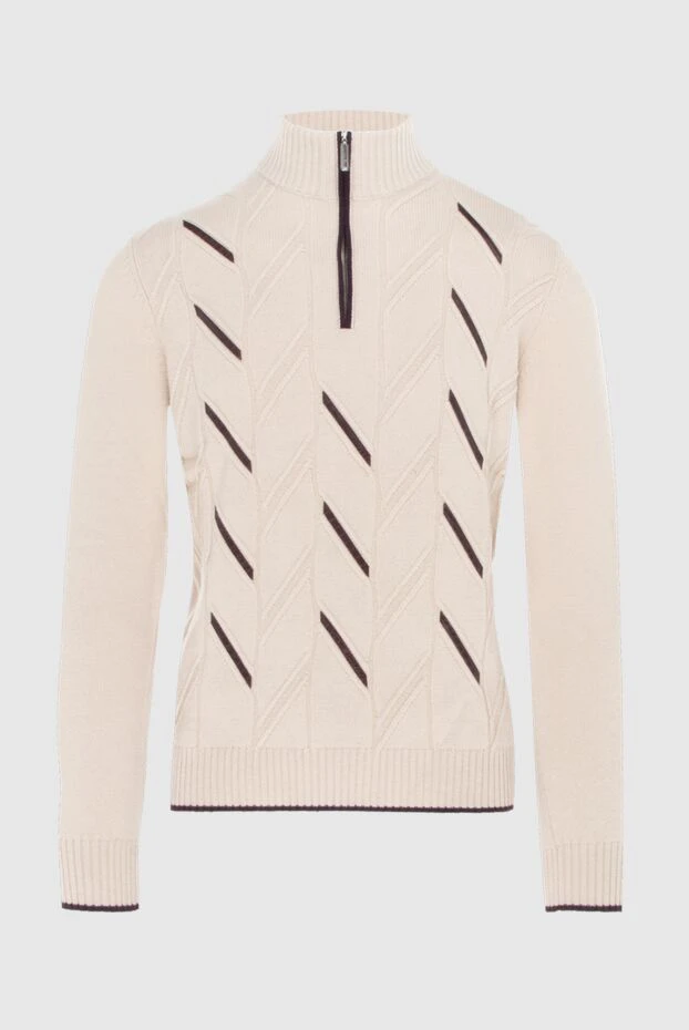 Тройер из кашемира и кожи крокодила бежевый мужской - фото 1