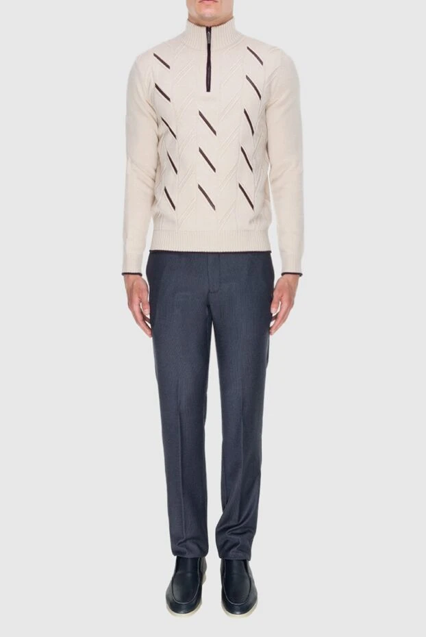 Stefano Ricci бежевый ерлер кашемирінен және крокодил былғарыдан жасалған тройер 172723 - фото 2