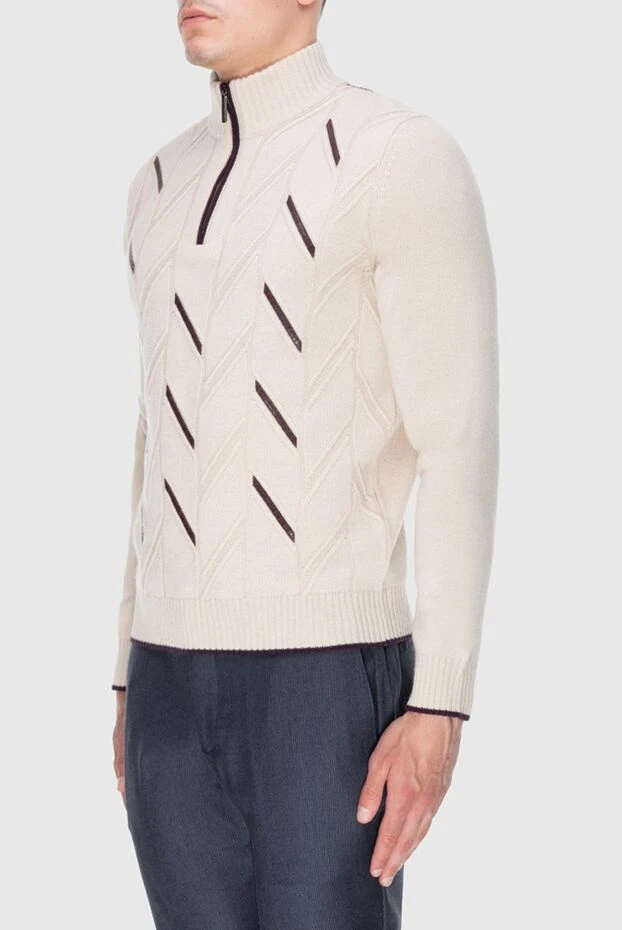 Stefano Ricci бежевый ерлер кашемирінен және крокодил былғарыдан жасалған тройер 172723 - фото 3