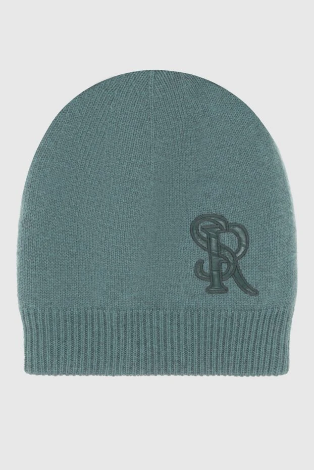 Жасыл ерлер кашемирінен және қолтырауын терісінен жасалған қалпақ - фото 1