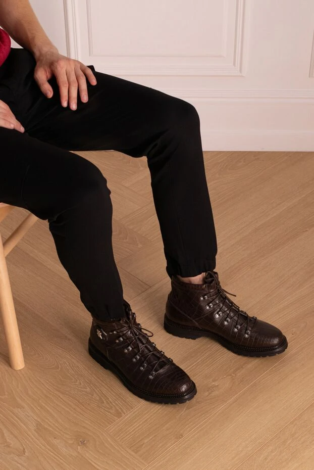 Stefano Ricci men's alligator leather boots brown 172730 - photo 3