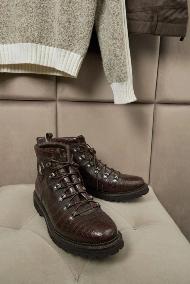 Men's alligator leather boots brown - photo 2