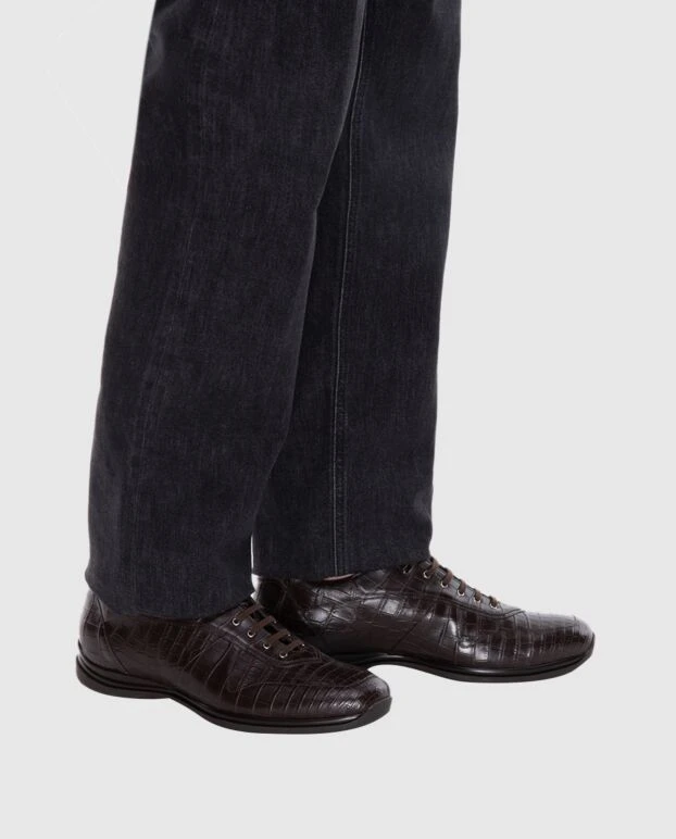 Stefano Ricci ерлерге арналған аллигатор былғарыдан жасалған қоңыр кроссовкалар 172732 - фото 2