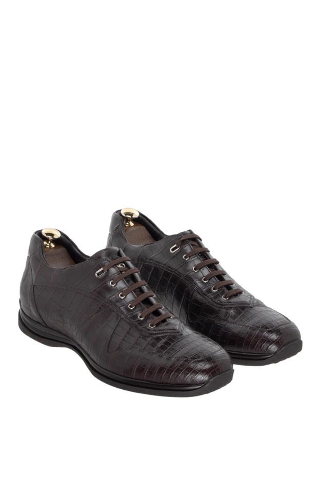 Stefano Ricci сникеры из кожи аллигатора коричневые мужские 172732 - фото 3