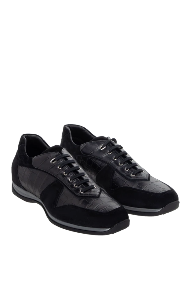 Stefano Ricci сникеры из кожи аллигатора черные мужские 172734 - фото 3