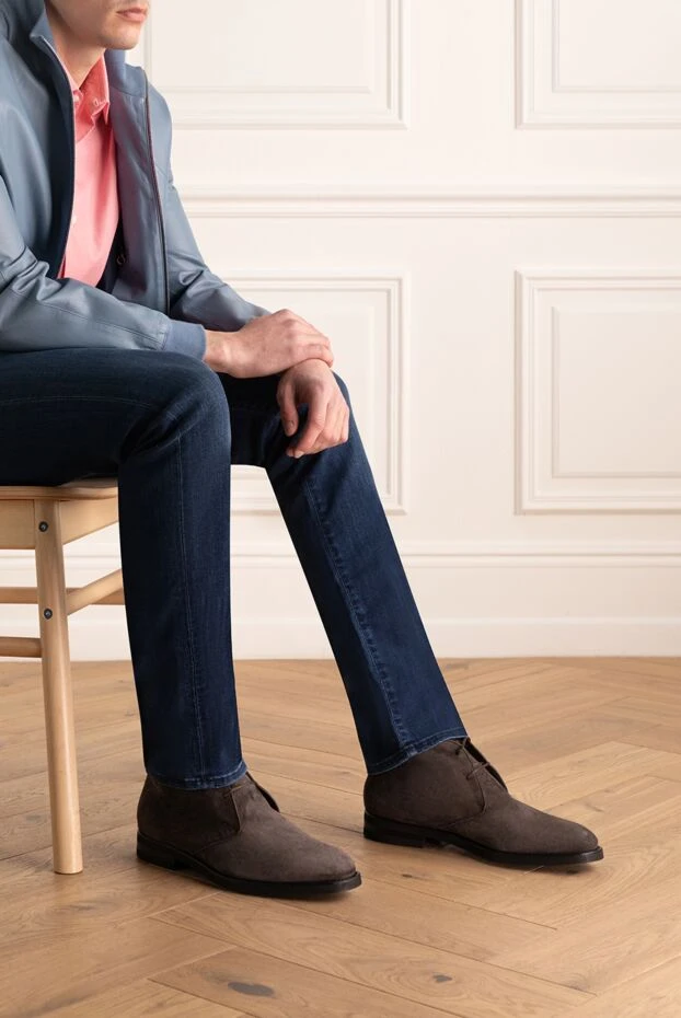 Ботинки из натуральной замши глубокого коричневого цвета
 - фото 2