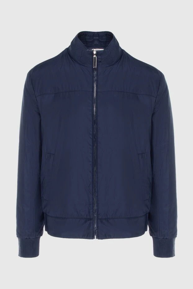 Куртка из шелка и кожи крокодила синяя мужская - фото 1