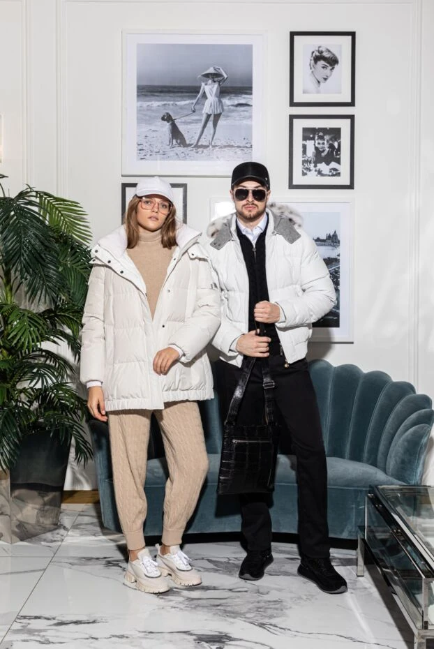 Jacket made of genuine leather and fur white for men - photo 2