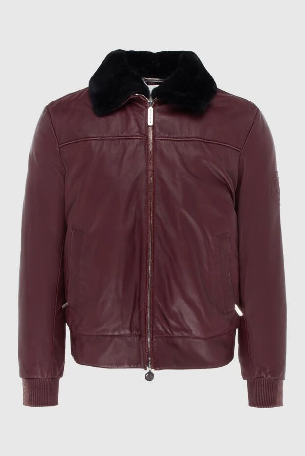 Куртка кожаная бордовая мужская - фото 1
