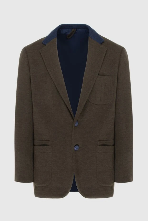 Шерстяной пиджак темно оливкового цвета с контрастной отделкой
- фото 1