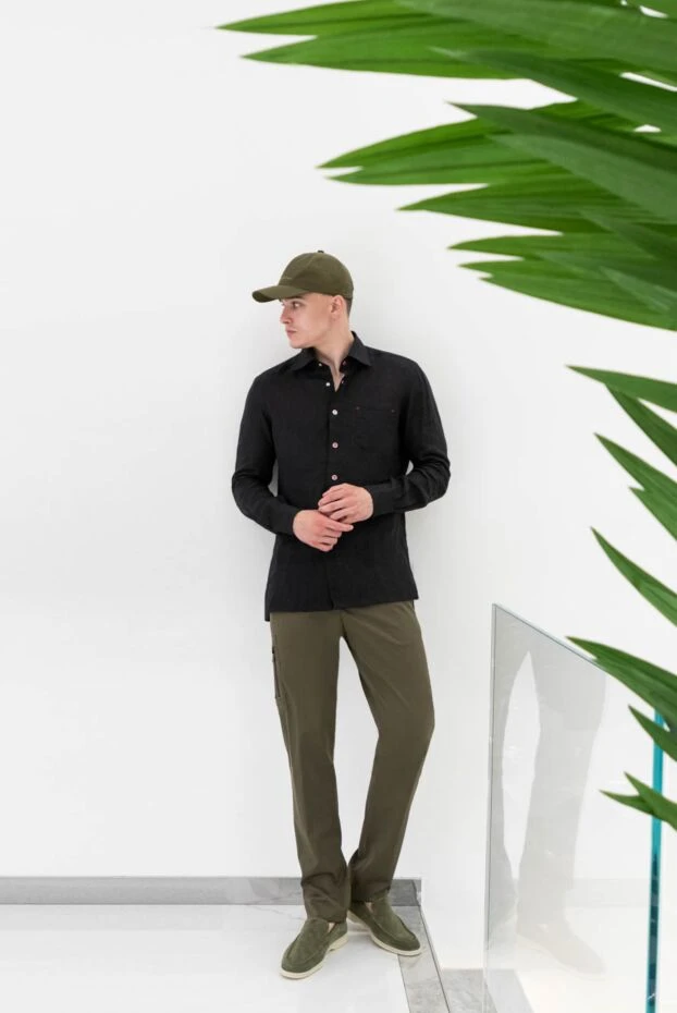 Мужские зеленые брюки из полиэстера и шерсти - фото 2