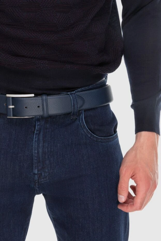 Cesare di Napoli man leather belt blue for men купить с ценами и фото 172815 - photo 2