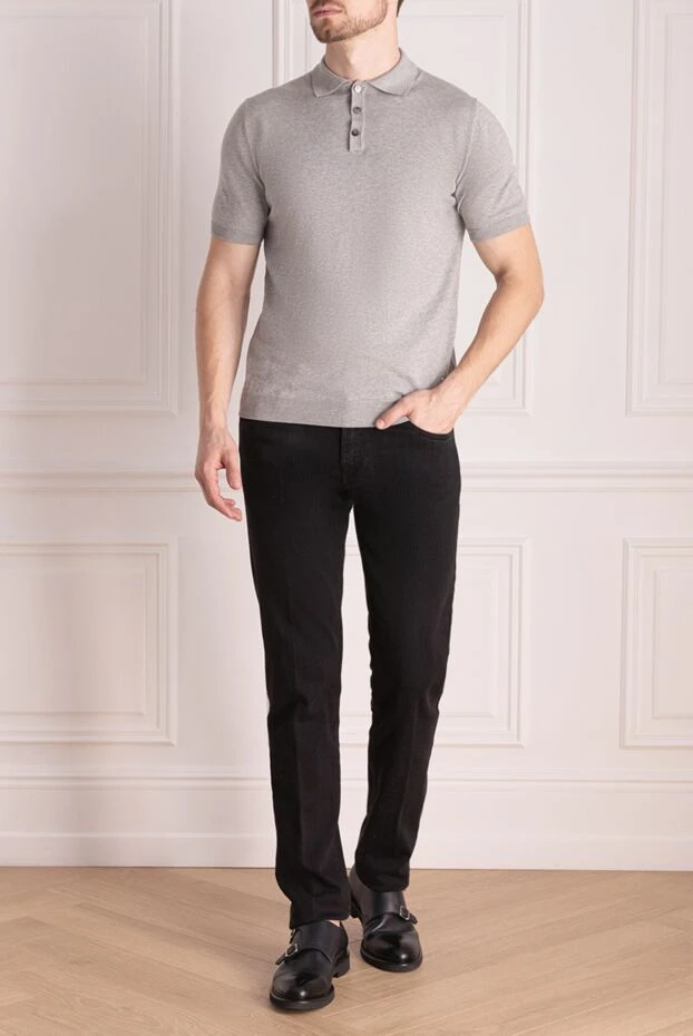 Tombolini поло из хлопка серое 172859 - фото 2