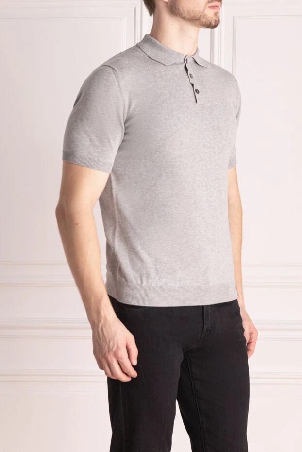 Tombolini поло из хлопка серое 172859 - фото 3