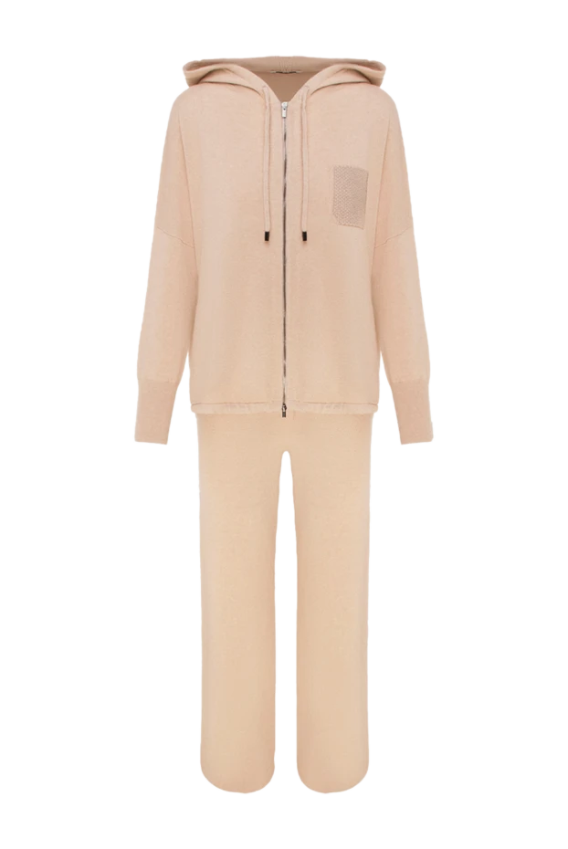 Beige suit with hood and straight trousers - photo 1
