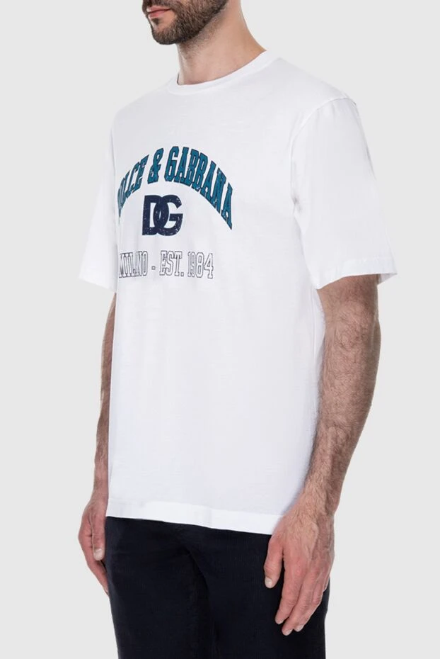 Dolce & Gabbana принтованная белая футболка из хлопка с текстом и инициалами dg 172912 - фото 3