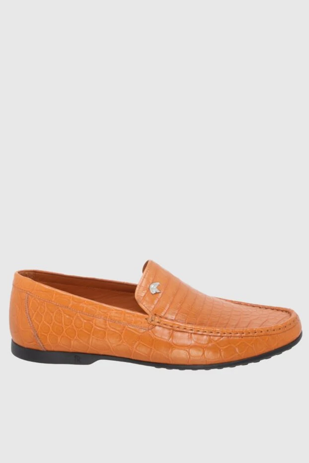 Orange alligator leather moccasins for men - photo 1
