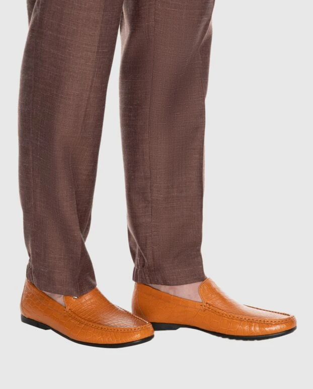 Orange alligator leather moccasins for men - photo 2