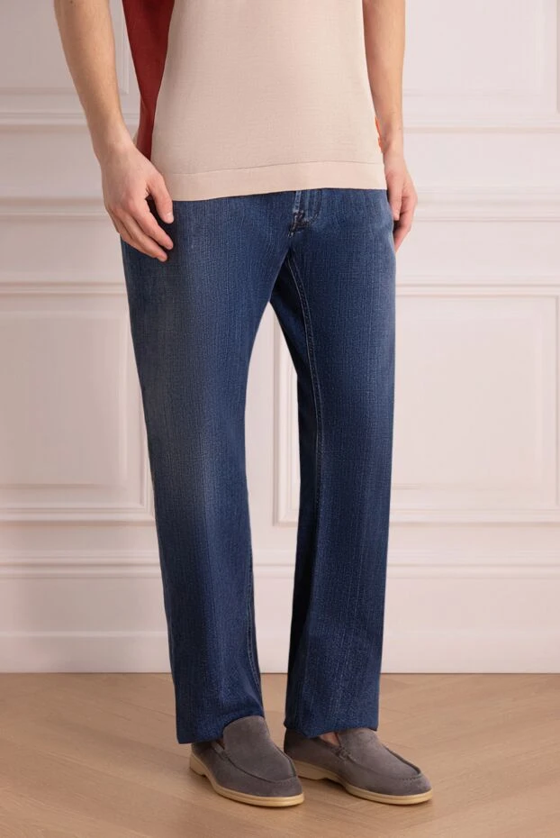 Stefano Ricci синие джинсы мужские хлопок классический формат 172968 - фото 3