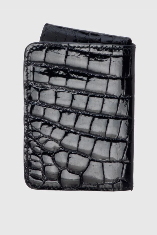 Stefano Ricci черная мужская визитница из натуральной кожи крокодила 172969 - фото 3