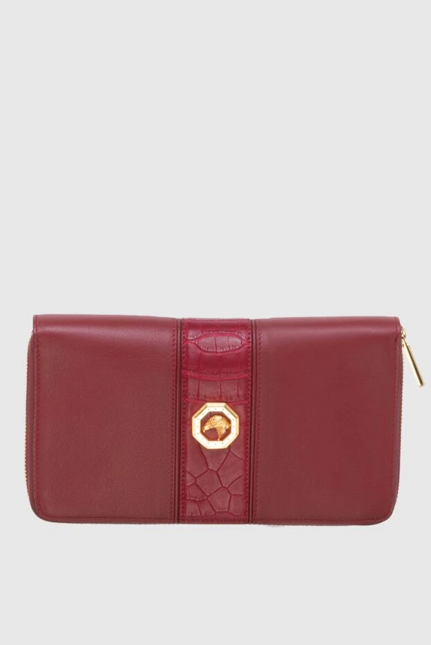 Таза крокодил былғарыдан жасалған ерлер ілінісу сөмкесі, қызыл - фото 1