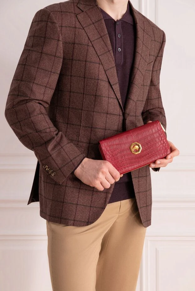 Stefano Ricci клатч мужской из кожи крокодила красный 172976 - фото 3