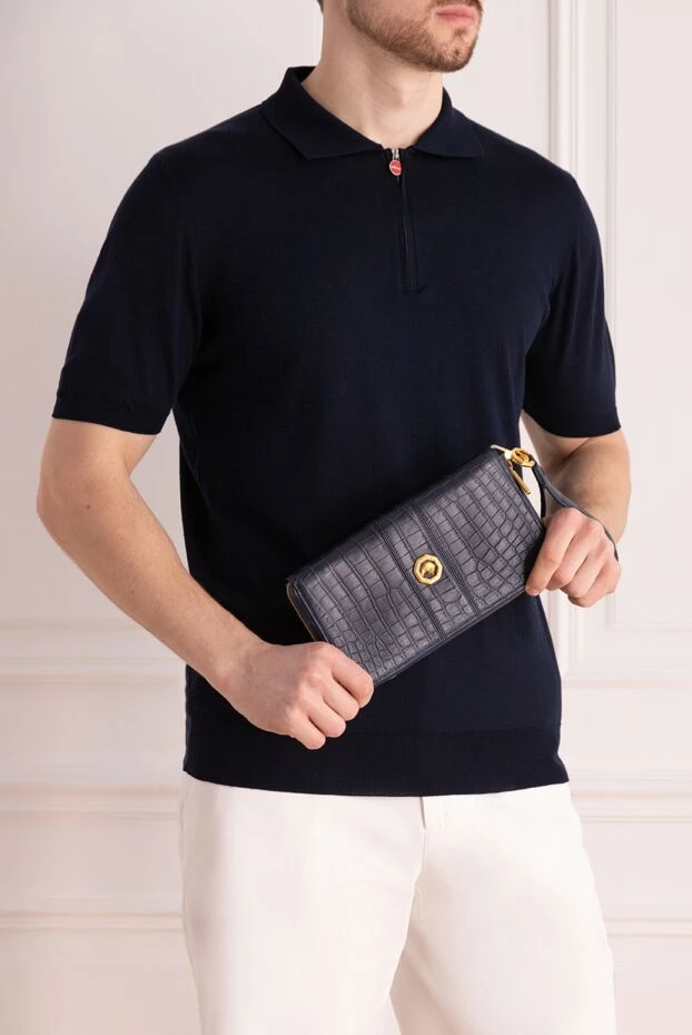 Stefano Ricci клатч мужской из кожи крокодила синий 172977 - фото 3