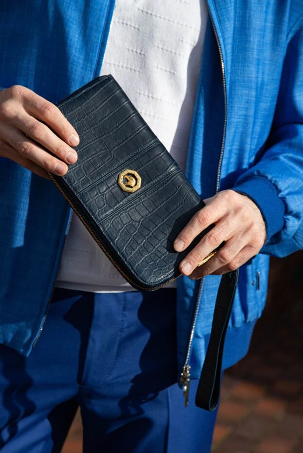 Stefano Ricci клатч мужской из кожи крокодила синий 172977 - фото 2