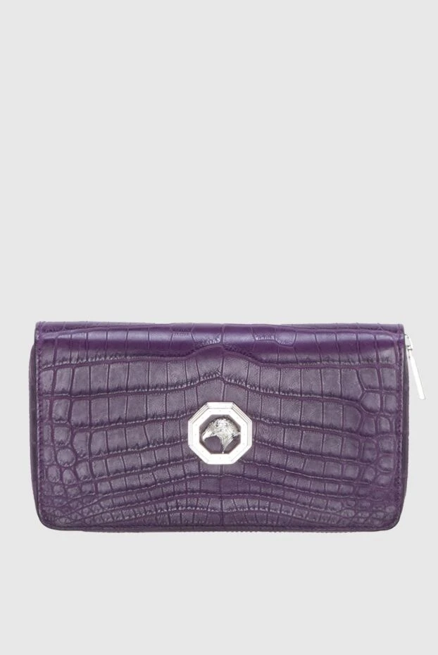 Клатч мужской из кожи крокодила фиолетовый - фото 1