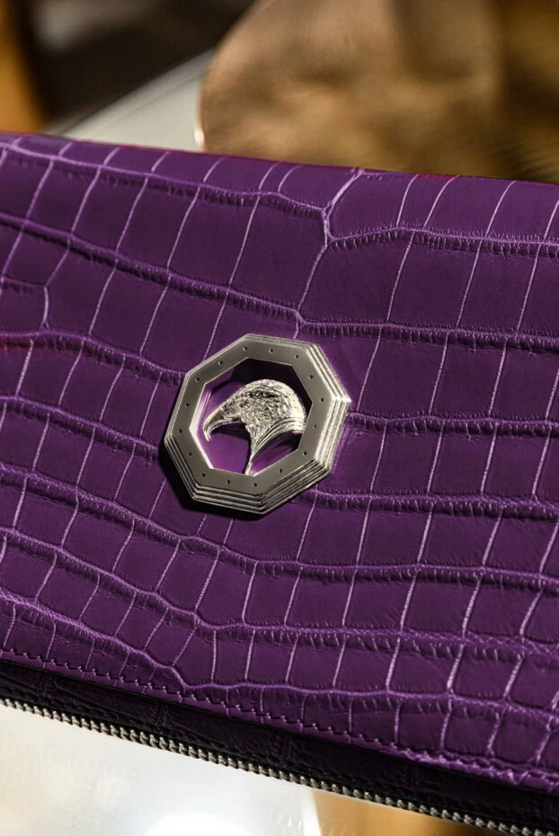 Stefano Ricci клатч мужской из кожи крокодила фиолетовый  172978 - фото 2