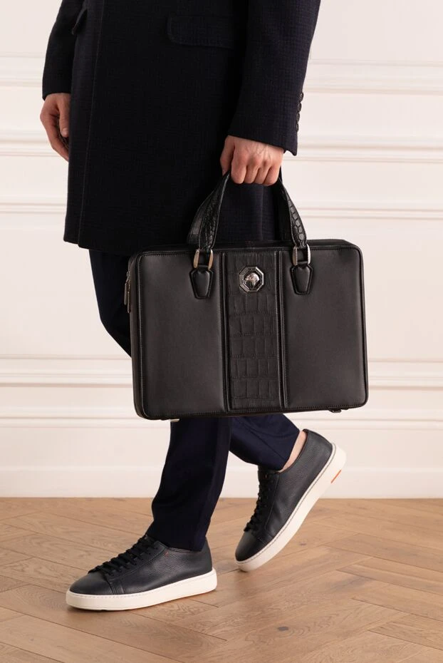 Ерлерге арналған қара былғары портфель - фото 2