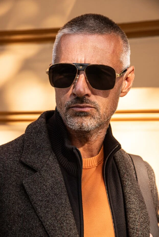 Джемпер из хлопка и шелка оранжевый мужской - фото 2