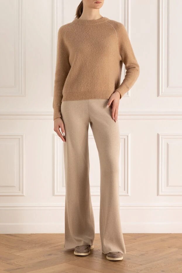 Loro Piana woman beige cashmere trousers for women купить с ценами и фото 173010 - photo 2