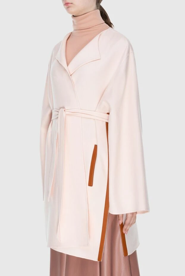 Loro Piana пальто из кашемира и кожи розовое женское  173014 - фото 3