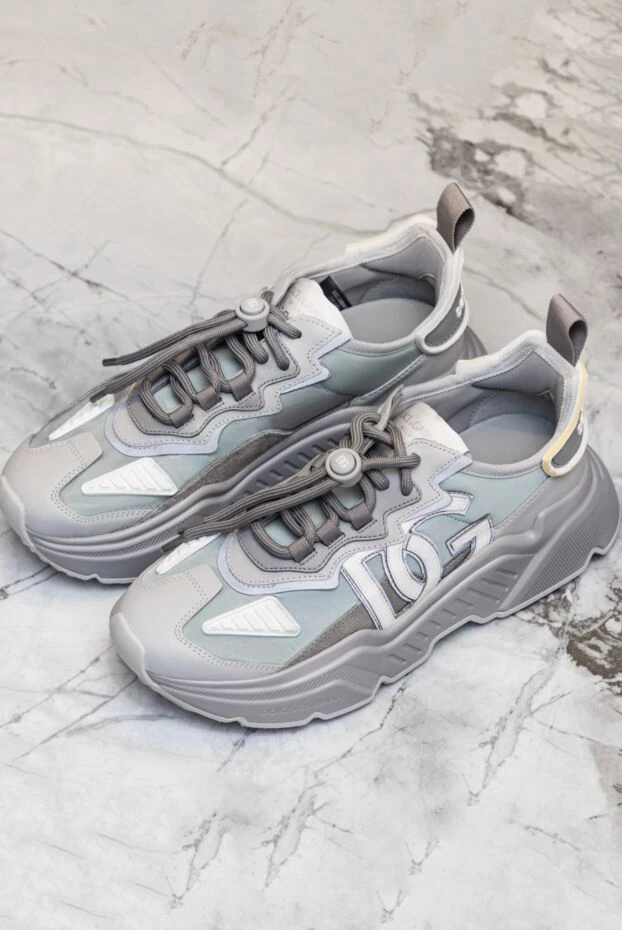 Dolce & Gabbana кроссовки из натуральной кожи и полиэстера серые мужские 173034 - фото 2