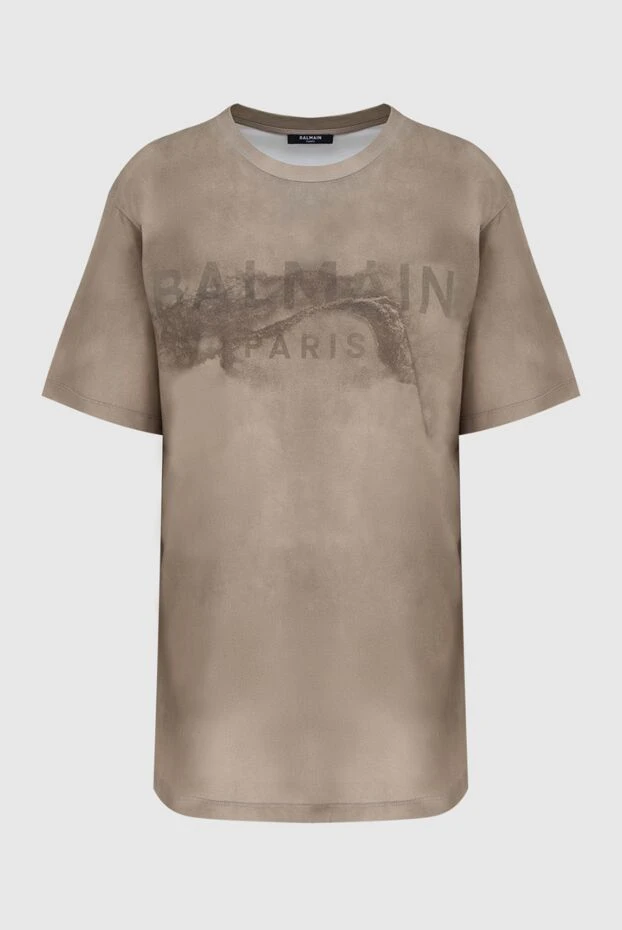 Balmain man brown cotton t-shirt for men купить с ценами и фото 173037 - photo 1