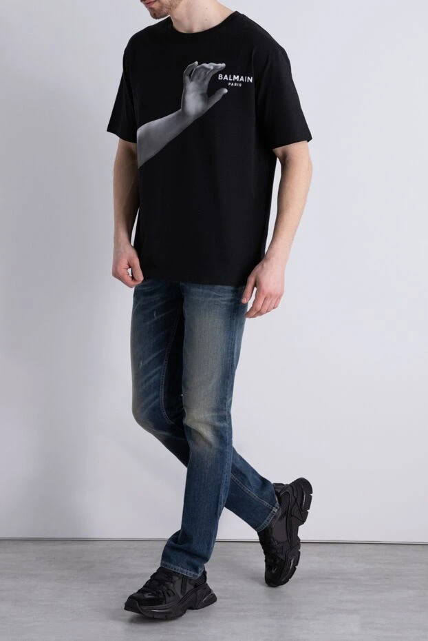 Balmain man black cotton t-shirt for men купить с ценами и фото 173039 - photo 2