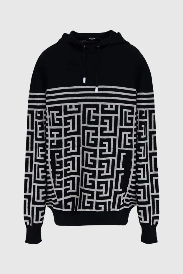 Balmain man men's hoodie made of wool, linen and polyamide, black купить с ценами и фото 173040 - photo 1