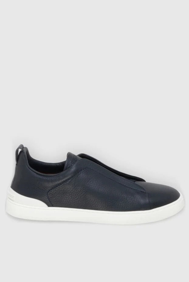 Ermenegildo Zegna man blue leather sneakers for men купить с ценами и фото 173043 - photo 1