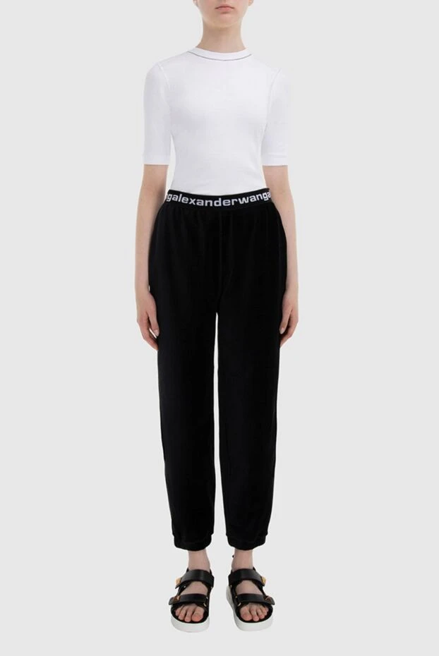 Alexanderwang woman black cotton and polyester trousers for women купить с ценами и фото 173046 - photo 2