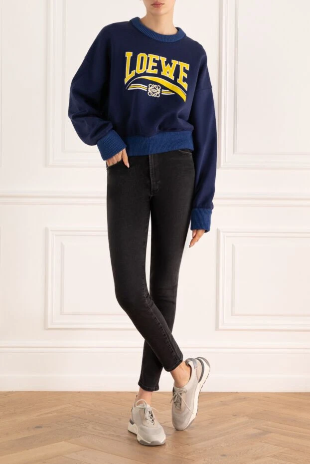 Loewe woman blue cotton sweatshirt for women купить с ценами и фото 173060 - photo 2