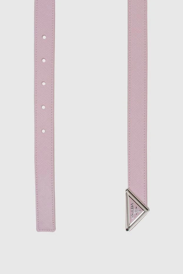 Prada ремень из розовой сафьяновой кожи с треугольной пряжкой
 173115 - фото 3