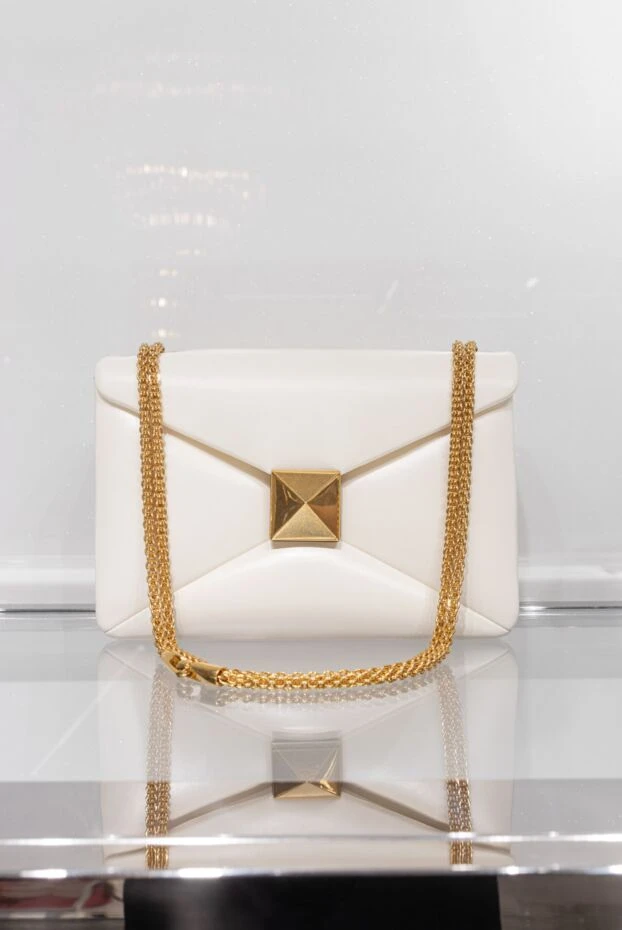 Valentino сумка женская желтая кожаная с геометрическими вставками 173132 - фото 2