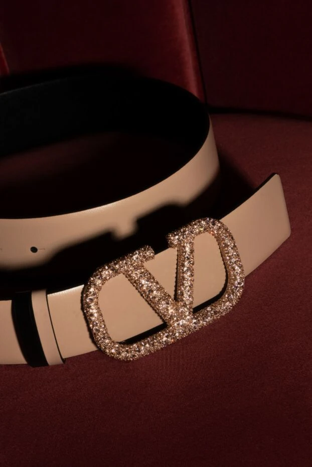 Valentino женский ремень с логотипом v и отделкой розовым глиттером
 173137 - фото 3
