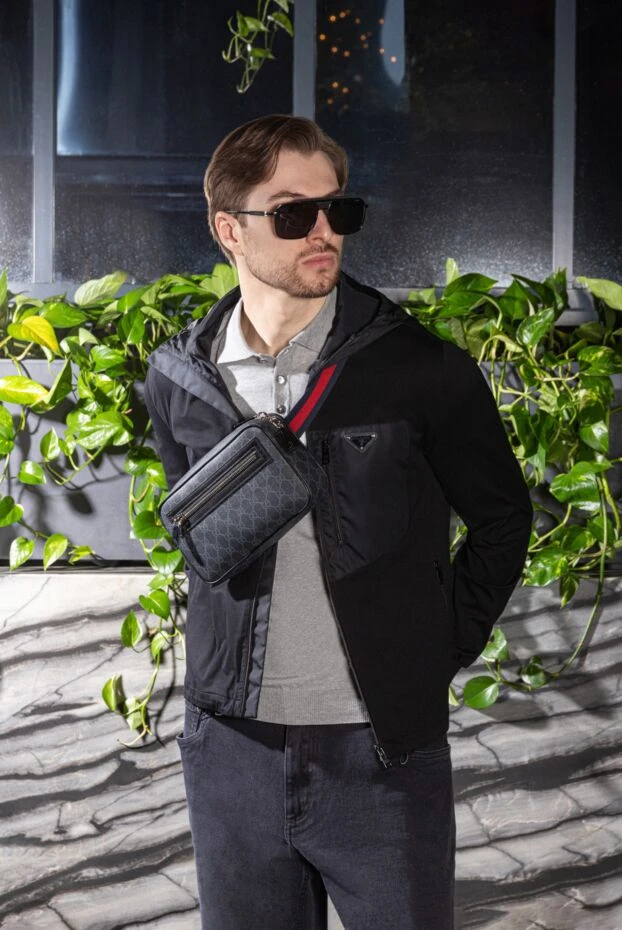 Prada худи мужской из хлопка и эластана черный 173160 - фото 2