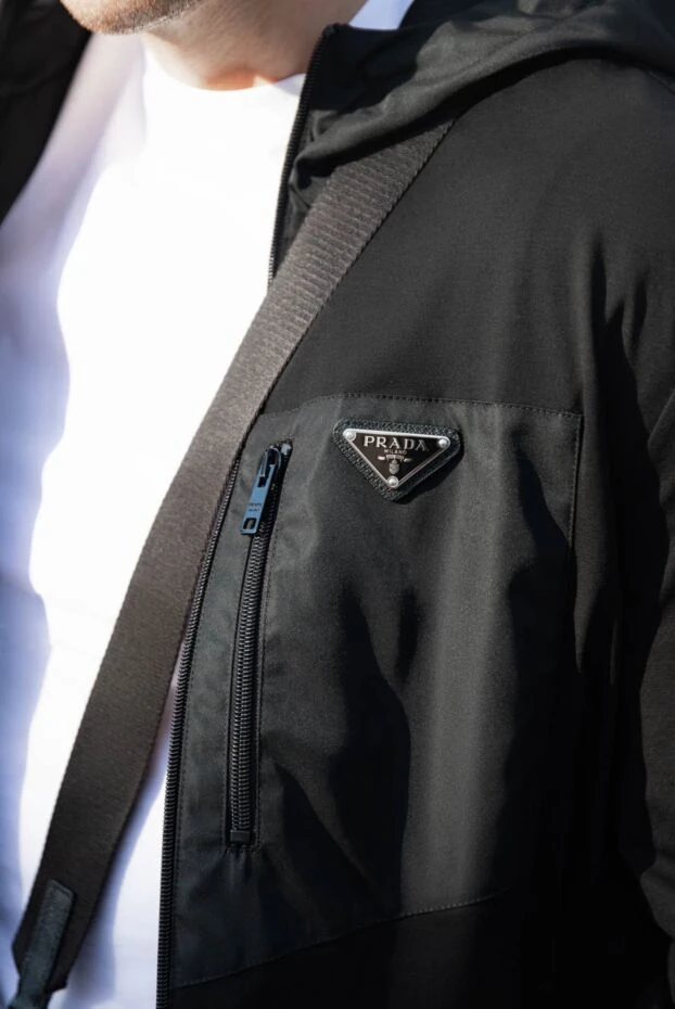 Prada худи мужской из хлопка и эластана черный 173160 - фото 3