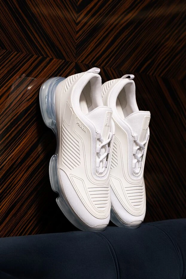 Prada кроссовки из кожи и эластана белые мужские 173164 - фото 2