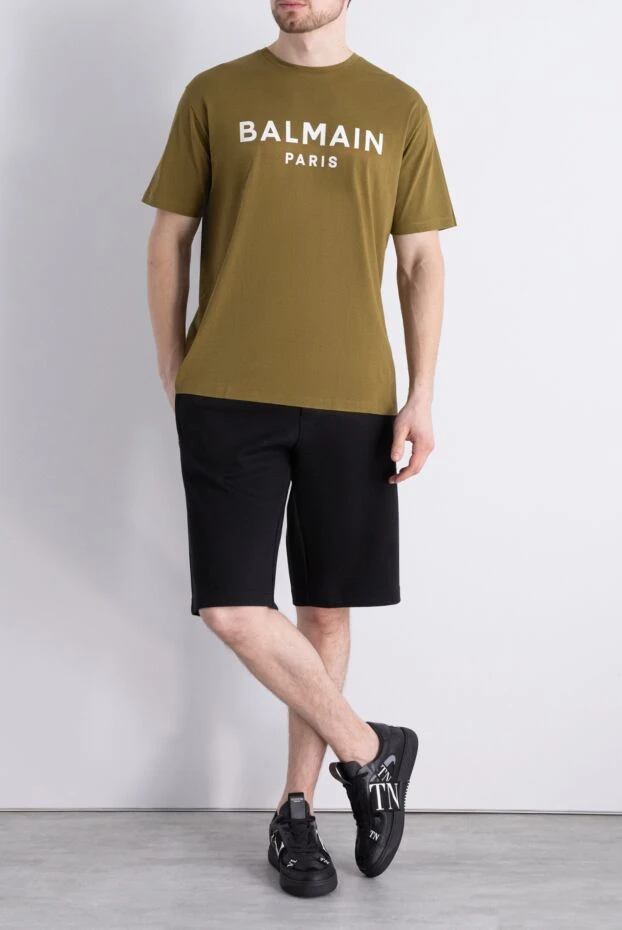 Balmain man brown cotton t-shirt for men купить с ценами и фото 173178 - photo 2